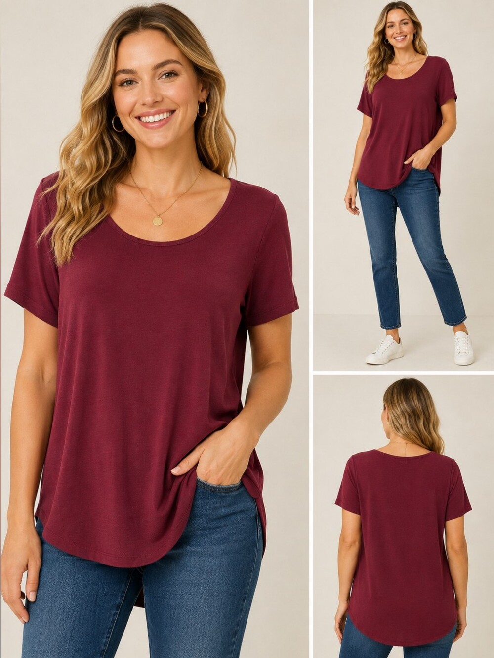 🍷 Simply Styled by Sears Modal Scoop Neck Tee – Size L
